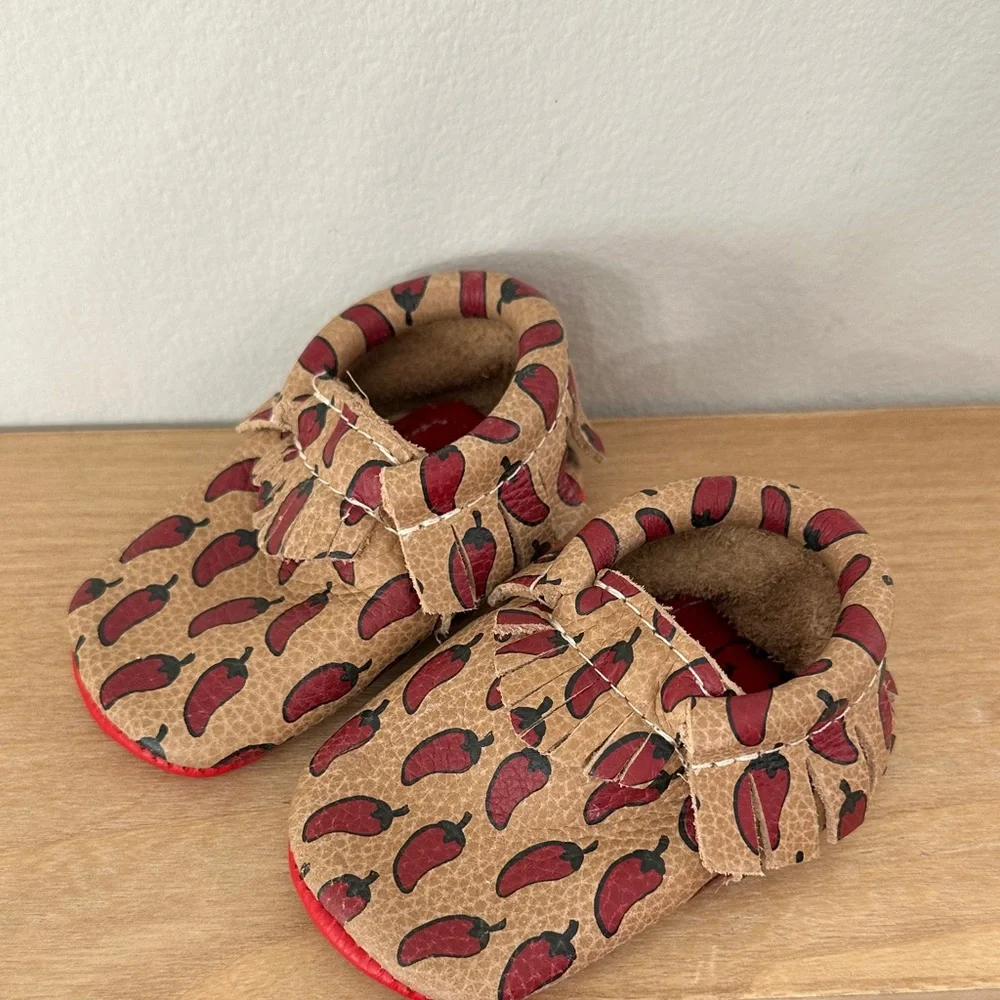 Freshly Picked Tan and Red Moccasins